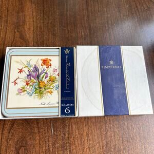 New! Boxed Set of 6 PIMPERNEL COASTERS North American Wildflowers